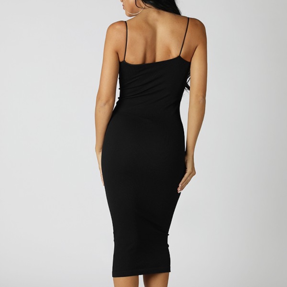 A ribbed knit midi dress